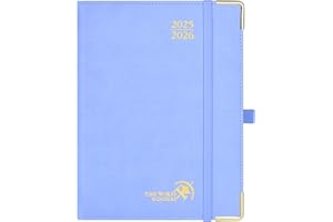 POPRUN Agenda 2025 2026 Settimanale Premium 22 x 16,5 cm, Diario Scuola Verticale con 17 Mesi da Ago.2025 a Dic.2026, Copertina Rigida, Carta Spessa da 80 GSM, Blu Fiordaliso