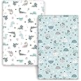 GRSSDER Stretch Ultra Soft Jersey Knit Fitted Pack n Play Sheets Set 2 Pack. Portable/Mini Crib Playards Sheets, Happy Dinosaurs for Girls and Boys…