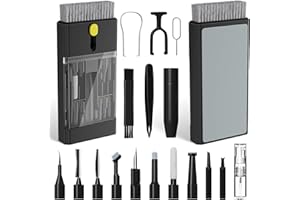 NICEKOOL 22 en 1 Keyboard Cleaning Brush Kit - Cepillo Limpiador de Teclado Herramienta de Limpieza Auriculares Extractor de Teclas Multifunción Extractor de Polvo para Laptop Auriculares, Obsidiana Negra