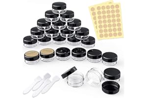 24 Stück Döschen, PAMIYO 10ml Leerdose klarer Tiegel, Cremedose Leer Transparent Tiegel mit Schraubverschluss Reise Töpfchen Döschen Set, für Lotion, Creme, Mini-Kerzen, Kosmetik-(Schwarz)