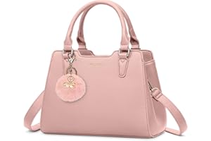 IGOLUMON Handbags for Women PU Leather Women's Top-Handle Bags Designer Handbags for Women Anti Theft Tote Bag with Pompom