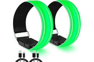 TENXSNUG LED Bracciale Braccialetto Riflettente, 2 Pezzi Alta visibilità Braccialetti Luminosi LED, LED Bande Catarifrangenti di Sicurezza per Ciclismo, Running, Corsa Notturna