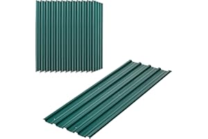 Outsunny Juego de 12 Paneles para Tejado de Acero Galvanizado Chapas Perfiladas de Techo 7m² para Caseta de Herramientas Cobertizo Exterior 129x45cm Verde