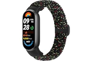 Bcuckood Pleciona bransoletka kompatybilna z Xiaomi Smart Band 9 / Xiaomi Smart Band 8, dla kobiet i mężczyzn, elastyczny pasek do zegarka, miękki nylonowy pasek zamienny do Xiaomi Mi Band 9 / Xiaomi