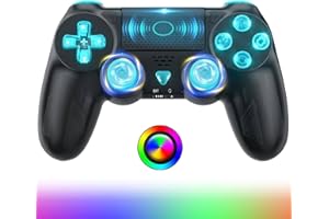 GGiking OLED Wireless Controller für PS4, Black Custom Design mit RGB-Licht, 3,5-mm-Audiobuchse und Turbo-Funktion, kompatibel mit P4/Slim/Pro und Windows-PC