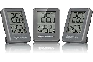 Bresser Set di 3 termoigrometri per controllare il clima nella stanza - Contenuto della confezione: 3 termoigrometri, 3 batterie CR2032, istruzioni - Dimensioni: 4,5 x 5,8 x 1,3 cm/Peso: 31 g