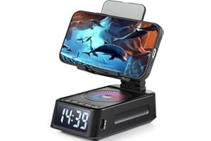 DiKaou Gifts for Men Women, Phone Stand with Bluetooth Speaker&Clock, Birthday Gifts for Him, Phone Holder with Wireless Speaker, Ideal for Dad Mom Husband Boy, Cool Tech Gadget for Men