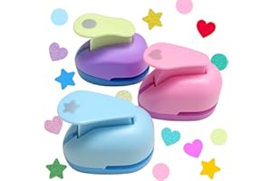 WXGOQRCN Perforadora Papel Formas de 3 Piezas Troqueladoras para Manualidades Troqueladora Circulo, Estrella y Corazón para Scrapbooking Bricolaje Pintura Decorativa Marcapáginas Tarjetas