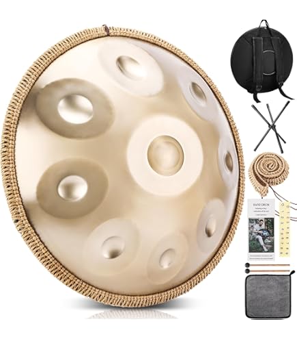 22inch stalen handpan drum 9-tonig professioneel instrument in D-mineur 12-tonig handpan met standaard en tas voor meditatie-uitvoering (kleur: 9-tonig, grootte: -432Hz