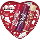 Lip Smacker Coca-Cola Heart Lip Balm Set, 3 Lip Balms for Kids with Original Coca-Cola Flavor, Clear and Moisturizing Formula