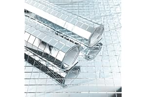 MESOAR 900pcs Silver Mirror Mosaic Tiles DIY Self-Adhesive Craft Mirrors Mosaic Tiles Mini Glass Sticker,1cm by 1cm