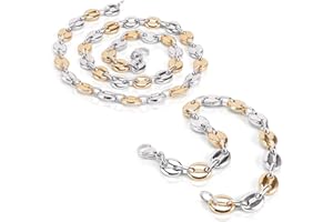 AURSTORE Parure Bracelet ET Chaine Homme Acier INOX Massif Grain DEà café Taille Couleurs AU Choix