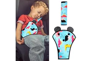 MHwan Protector Cinturon Coche Niños, 2 Piezas Lindo Dinosaurio Almohadilla Cinturon Coche, Transpirable y Agradable a La Piel Funda Cinturon Coche, Adecuado para Todas las Estaciones