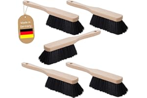 Novaliv 5X KUNSTBORSTEN SCHWARZ Handfeger Holz Besen weiche Borsten geeignet für Kehrgarnitur Camping Handfeger Auto Besenbürste Idealer Schneebesen Auto Hand Brush Handbesen Holz Kehrblechbesen