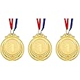 Udewo 3 Pack Metal Medals, Olympic Gold Medals for Children Metal Sports Day Medals Lockdown Medals with Ribbon for Adults Kids