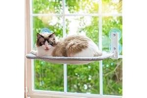 MEWOOFUN Hamac pour chat, 54 x 30 cm, Pliable, Avec ventouses stables, Jusqu'à 18 kg, Gris