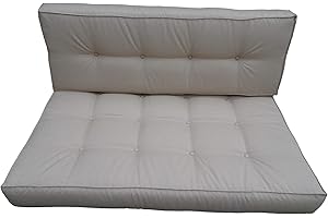 JACKKISSEN Palettenkissen Schaumkissen / Kissen Palettensofa Euro Paletten / europalleten sitzkissen / sitzkissen palettenmöbel / palettenkissen Outdoor / Sitzkissen 120 x 60 cm (cremig, 2X teiliges Set)