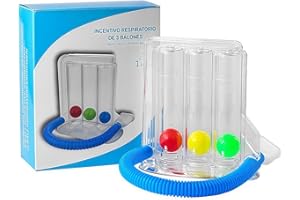 KIUIOM Triflow Atemtrainer,Atemtrainer mit 3 Bunten Bällen,Kammer Atemübungsgerät,Lungentrainer,Atemübungsgerät für Therapie bei Atemwegsproblemen der Lunge und Bronchien,14x13.5cm