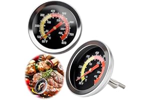MANTOTO 2Pcs Smoker Thermometer BBQ Charcoal Gas Grill Gauge Temperature Dial 52MM Stainless Steel Oven Barbecue Thermometer for Weber Char-Broil Kamado Outback Charmglow and More
