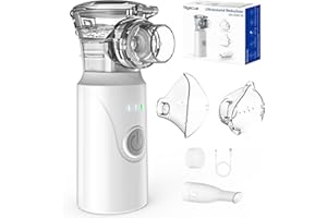 Nigecue Inhalationsgerät Tragbar Vernebler Set Leises Inhalator Verneblergerät mit Mundstück und 2 Maske für Kinder und Erwachsene, USB Wiederaufladbar