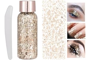 HTRUIYATY KöRper Glitzer Gel Glitter Liquid Face Body Glitter Gel Festival Glitter Mermaid Sequins Chunky Glitter Liquid Gesicht Haar Make-up Long Lasting Sparkling Mit 1 LöFfel Braun