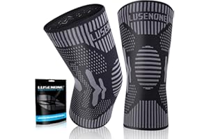 LUSENONE Lot de 2 Genouillere Arthrose, Ligamentaire, Ménisque, Genouillères pour Sport, Running, Genouillere Maintien de Compression Attelle Genou pour Homme et Femme