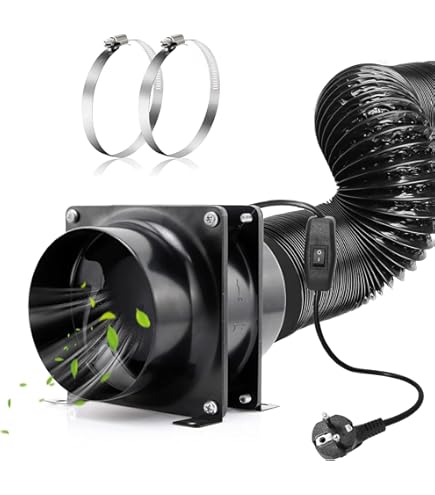 calimaero CALIFLOW Tube Fan 100mm Powerful Inline Channel Fan Can Be Combined with HEPA Filter Active Carbon Filter 3-stage max. 198m³/h, 33Watt / 56dB / Jet-proof/Plastic