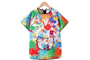 0XBIT Grembiule Pittura Bambini, Grembiule da Pittura Impermeabile con Tasche, Grembiuli Pittura Bambini Riutilizzabile, Resistente Alle Macchie e Indistruttibile, per Pittura, Cucina