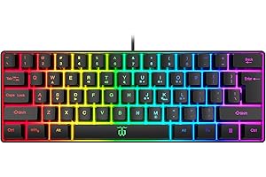Snpurdiri K60 60% Gaming Keyboard, 61 Keys Multi Color RGB Illuminated LED Backlit Wired, Waterproof Mini Compact 60 percent keyboard, for PC/Mac Gamer, Typist, Travel