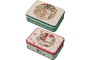 PLUSHCEWT 2 Pz Scatola Di Latta Natalizia Contenitori Per Biscotti Contenitore Vintage In Latta Per Snack Biscotto Caramella Forniture Per Feste Di Natale Scatola Rettangolare In Ferro Con Coperchi