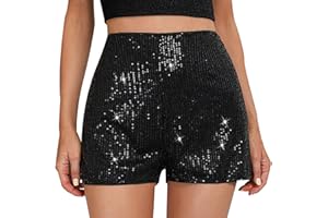 CHEJARITY Bermudas Donna Taglie Forti Pantaloni Caldi Slim Fit con Perline alla Moda da Donna con Paillettes in Pantaloncini a Gamba Dritta Sexy a Vita Media in Tinta Unita Shorts Donna Eleganti Curvys