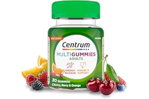 Centrum MultiGummies, Gummy Multivitamins for Adults with Cherry, Berry & Orange Natural Fruit Flavouring, Includes essential vitamins D, B12 & C, 30 ct