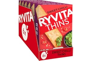 Ryvita Sweet Chilli Thins | Dipping, Snacking, Sharing | Fibre | Healthy | 6 PACKS of 125g
