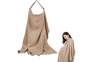 Cimown Stilltuch bio baumwolle, Weicher Und Atmungsaktiver Stillbezug, Geeignet Musselin Stilltuch für Unterwegs, Khaki Nursing Cover