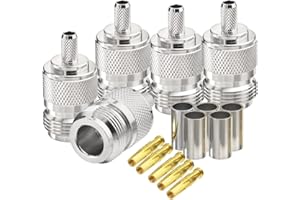 Eightwood N Jack N żeńskie proste złącze N zaciskane 5 sztuk do kabla antenowego WLAN LMR195 RG58 RG400 RG142 4G DTV przemysłowy 4G router WiFi router