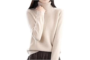 Shffuw Damen Pullover, 100% Merinowolle Strickpullover, Einfarbiger, Elegant, Rundhals, Langarm, DüNne, Stehkragen, Weich Knit Sweater, Warm Herbst Winter Outfit, Kaschmir Cashmere Women's Jumpers