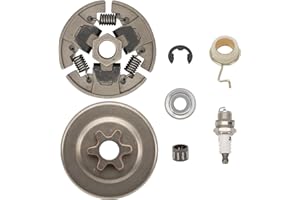 ANLSEIOD Pignon Embrayage pour S tihl 017 018 MS170 MS180 021 023 025 MS210 MS230 MS250 tambour d'embrayage 3/8" pignon + embrayage + roulement + roue à vis sans fin E-clip + bougie d'allumage + rondel