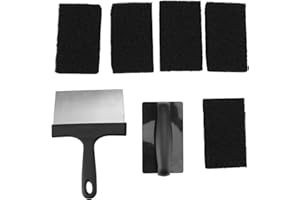 Fockety Griddle Cleaning Kit, 7 Pcs 1 Stainless Steel Scraper 1 Brush 5 Sponge Blocks, Grill Cleaner Set for Bbq, Racks, Flat Top Grill, Pool, Toilet