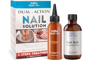 Yoffee Clear&Go Juego de Tratamiento Hongos Uñaspies Uñas para Hongos de 2 Pasos - Solución para Micosis de Uñas y Baño de Pies Concentrado, Hongo Uñaspies Tratamiento, Previene Hongos Uñas | 2x100ml