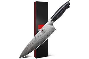 SHAN ZU Cuchillo de Chef de Acero en Polvo, 20cm de Cocina de Cocina Japonés, Cuchillo de Cocinero Profesional de Acero Duro, Cuchillo para Trinchar Ultra Afilado, Mango Ergonómico de Madera de Pakka