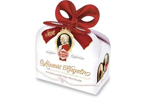 ‎REBER Reber, Mozart-Kugeln Duett, 2er Packung, Mozart-Kugeln aus Zartbitter-Schokolade, Gefüllt mit Pistazien-Marzipan, Mandeln und Haselnuss-Nougat, 40g (2 Mozart-Kugeln)