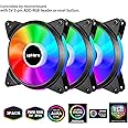 upHere 5V PWM ARGB LED 120mm Case Fan For PC Cooling super Silent 5V 3 Pack-Supports ASUS Aura Sync/GIGABYTE ARGB Fusion/MSI 