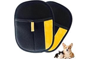 DHHYWWD 2 Pcs Pet Hair Removal Glove, Double Sided Pet Hair Remover Glove for Washing, Deshedding or Massage, Static Removal Gloves Pet Hair for Short Long Fur, Reusable Dog Cat Grooming Glove (2)