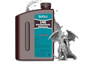 SUNLU 14K Résine de haute précision pour imprimante 3D 2KG, résine d'impression 3D pour détails miniatures, durcissement rapide UV 405nm, surface lisse et mate, 2000G Gris