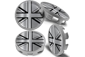 Biomar Labs 4 x 68mm Wheel Centre Alloy Hub Center Caps Compatible with BMW 36136783536 Hubcaps UK Flag Union Jack Silver CBS 9
