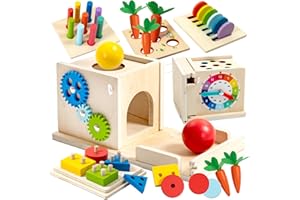 Nene Toys Cubo de Actividades Montessori 7-en-1 en Madera FSC® – Juguete Montessori 1 Año – Aprender Colores, Encajar Formas y Juegos Sensoriales – Regalo Educativo para Niños y Niñas 1 2 3 Años
