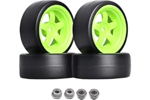 AllinRC 1/10 RC Drift Tires and Wheels 12mm Hex Hard Tyre for RC Drifting Car, Also Fit 1/12 1/14 1/16 Scale Models, Set of 4