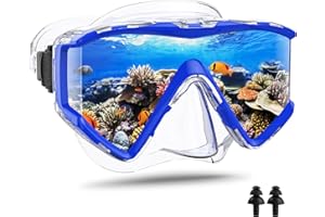 Arlierss Masque de Plongée Adulte, Panoramique Lunettes de Plongée, Masque Snorkeling Adulte en Verre Trempé, Snorkeling Masque Anti-buée pour Hommes Femmes