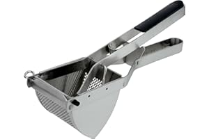 Grunwerg PT-6272 Ricer Stainless Steel Masher Fruit and Vegetable Press with Ergonomic Handle Quick and Easy Mashed Potatoes, 18/10, 28 x 8 x 10 cm