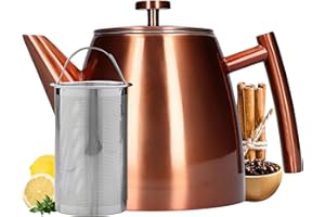 Vaja Trends Théière, avec Infuseur 1L Rose, à Double Paroi, Théière en Fonte, Théière Inox, Filtre à Thé, Théière Infuseur